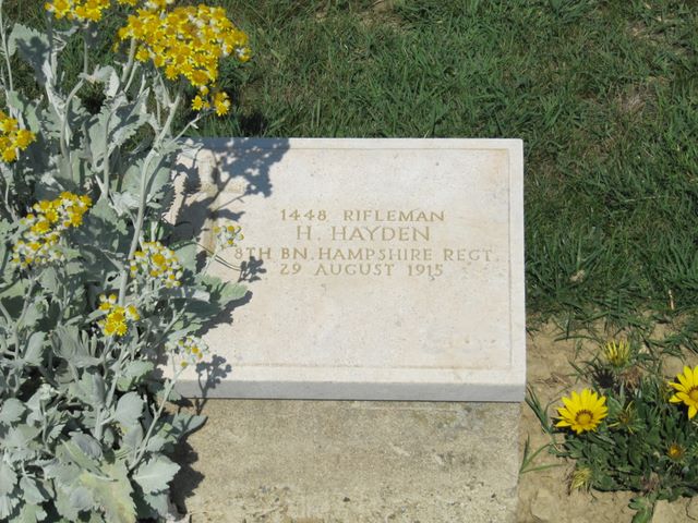 Turkey : Gallipoli : 7th Field Ambulance Cemetery : H Hayden