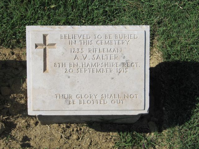 Turkey : Gallipoli : Embarkation Pier Cemetery: A V Salter