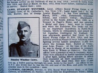 De Ruvigny's Roll of Honour S W Caws 