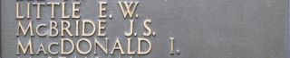 Tower Hill Memorial : J S McBride