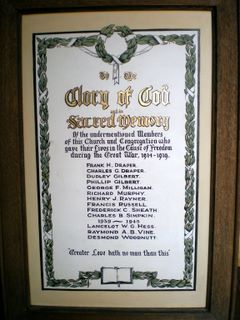 Ventnor  Methodist Church War memorial