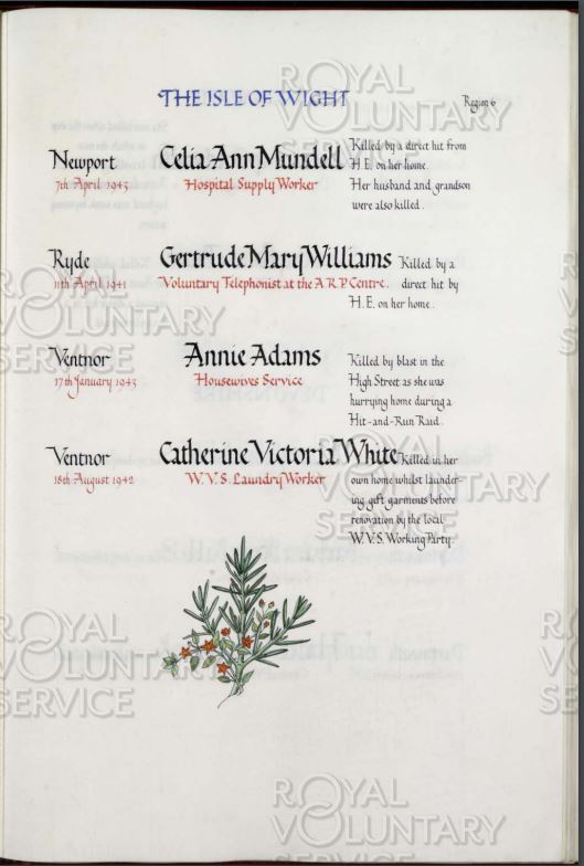 W V S Roll of Honour