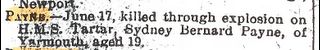 IWCP 23 June 1917 : Sydney Bernard Payne