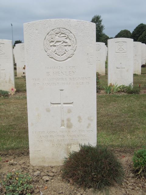 France : Normandy : Bayeux CWGC Cemetery: B Henley